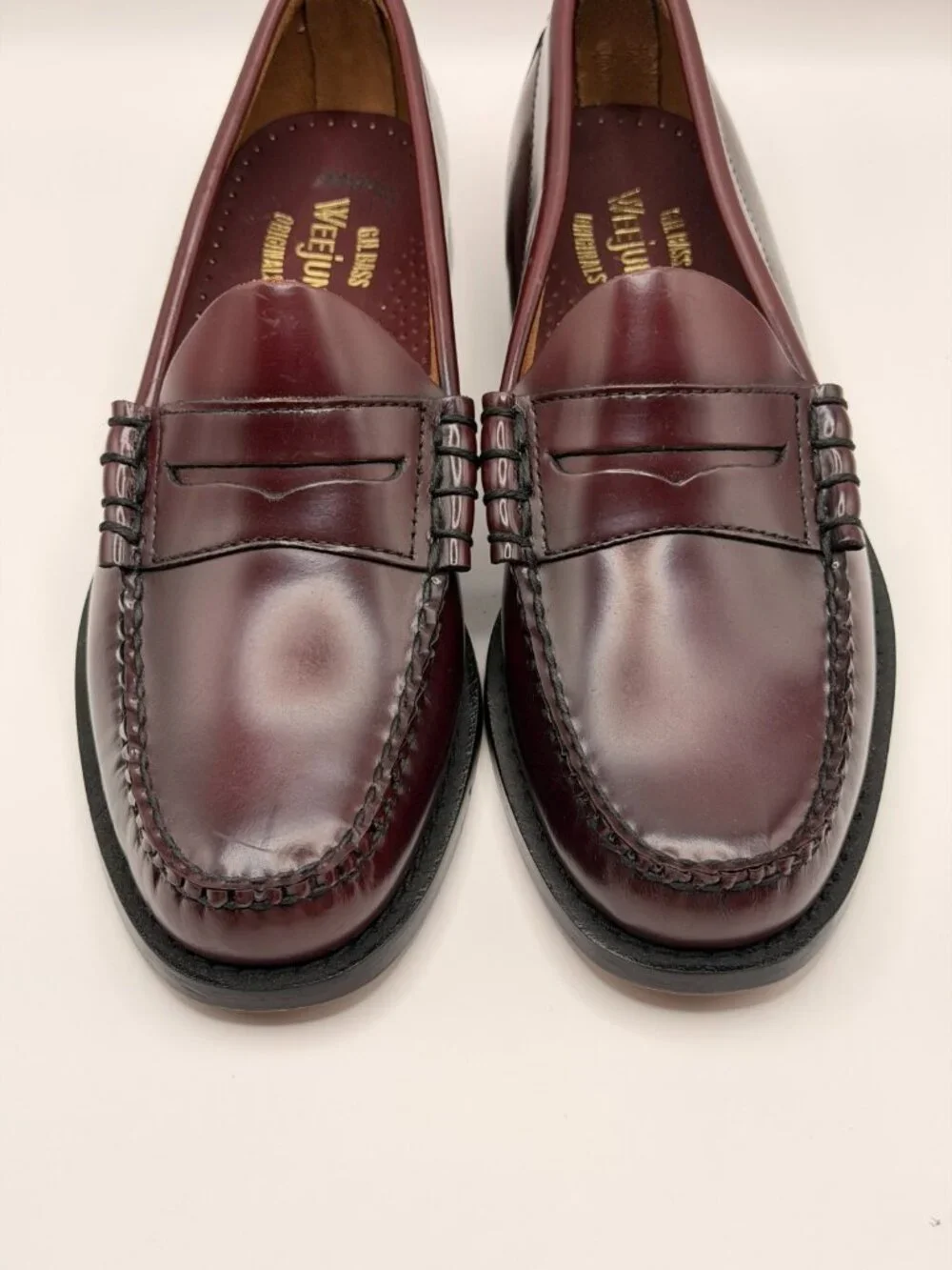 G.H. Bass Men's Larson Weejuns® Melon Leather Burgundy Penny Loafer Sz 7 D